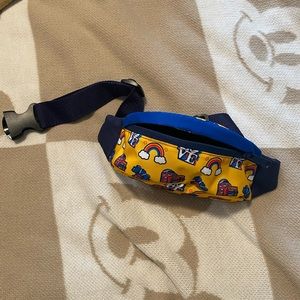 Yellow and blue Fanny pack with graphic design